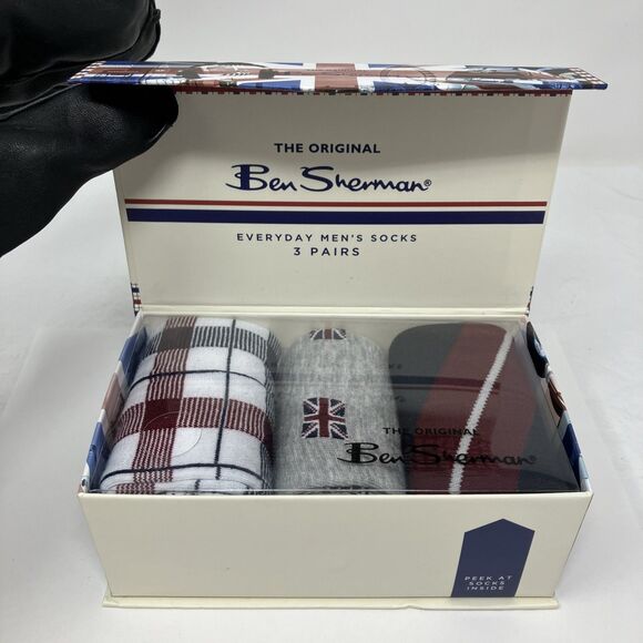 Ben Sherman Men's (3 Pair) Socks Size 6-12 GIFT BOX New - Picture 1 of 13